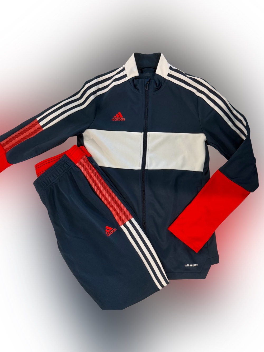 adidas Navy, White & Red Athletic Track Set